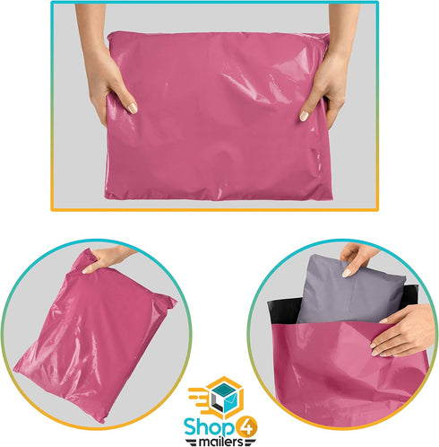Shop4Mailers 6 x 9 Pink Poly Bag Mailer Envelopes, 100 Pack - 2 Mil Durable Shipping Envelopes