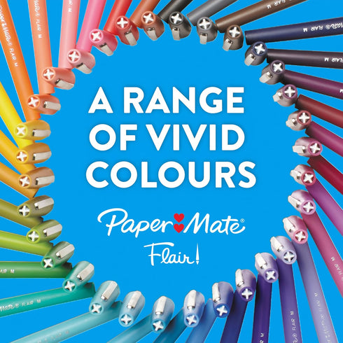 Paper Mate Flair Pen, 0.7 mm Medium Tip, Black, Box of 12