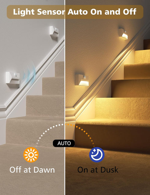 2000mAh 3 4 Pack NIORSUN Motion Sensor Stair Lights Indoor, Battery Operated Night Light, Color Temperature with Light