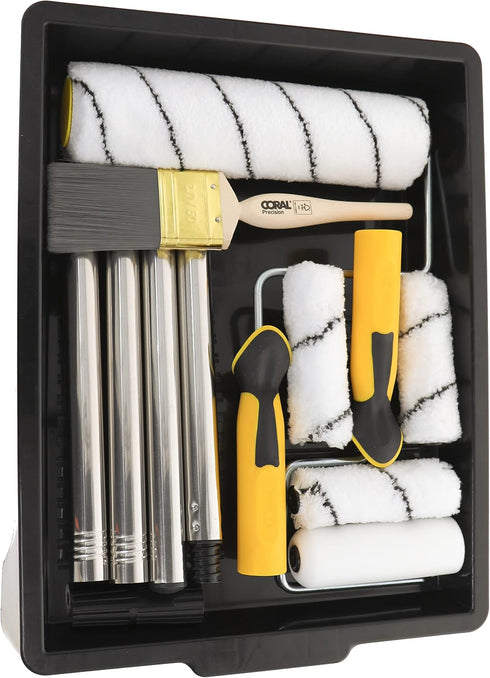 10505 10 Set Set Coral Easy Coater Paint Roller Brush Kit with Extension Pole - Piece for House & Wall Painting - Ideal
