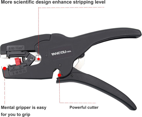 Yangoutool Automatic Wire Stripper and Cutter, 2-in-1 Tool with Auto Distance Positioning, Ideal for Electricians