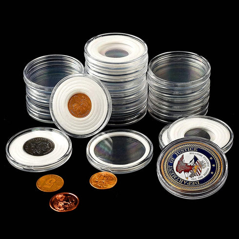 Ettonsun 30 Pieces 45mm Coin Capsules, Coin Holders for Collectors, Plastic Storage Container for Coin Collection