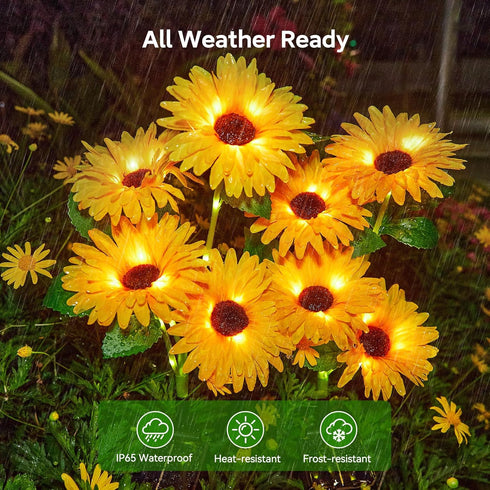 4 Pack 16 WdtPro Solar Lights Outdoor Garden Decor, Garden Lights with Glowing Daisy Flowers, Solar Flowers Outdoor