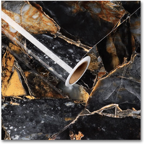 CRE8TIVE Glossy Slate Gold Marble Contact Paper, Peel and Stick Waterproof Vinyl for Kitchen Countertops, 12"x80"