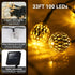 33FT 100LED 8 Solar String Lights Outdoor Waterproof,Globe Solar Fairy Lights Outdoor with Modes,Moroccan String Lights