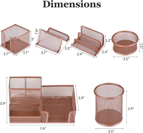 Pen Holder for Desk, 6 Pieces Mesh Organizer Set, 3 Compartments for Home Office Supplies Caddy Storage