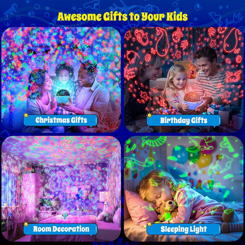 BAISIQILB Timer,360 Rotation,3 Films,18 Modes,8 Night Light Projector,Night Light for Kids Room with Remote