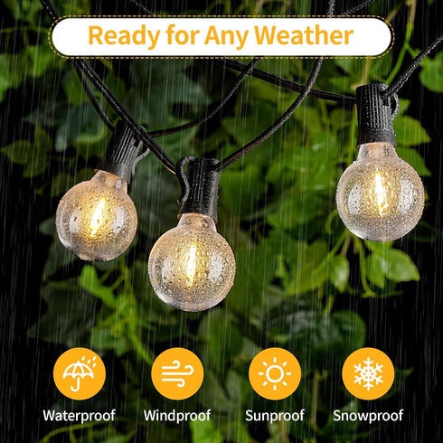Hobbynors 25Pack G40 Bulbs,Long-Life Lights,0.6W (5W 2700K White,E12 Globe LED & Shatterproof Vintage Design,Outdoor