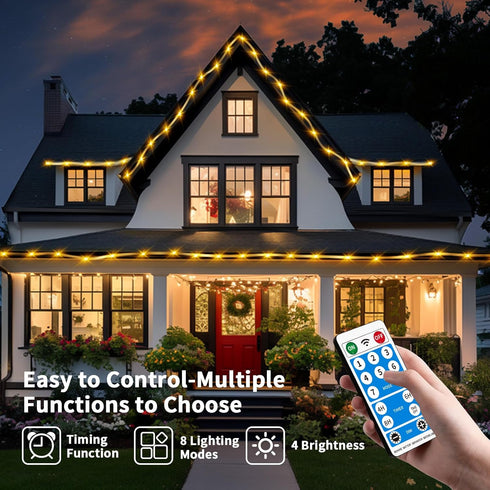 200LEDs Charging,39FT Larger Tube Solar Rope Lights Waterproof,Rechargeable Battery,Dual Outdoor String