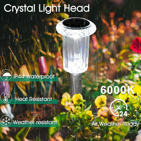 15 Pack Eyrosa Solar Lights Outdoor, Waterproof Stainless Steel Solar Stake Lights for Pathway Garden Yard Path Walkway