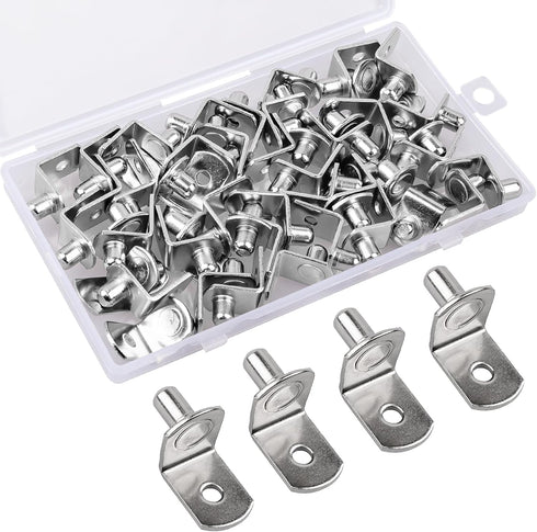 Veiwonat 50 Pcs Shelf Pegs Pins1/4 Inch Upgraded Diameter L-Shaped Perforated Nickel Plated