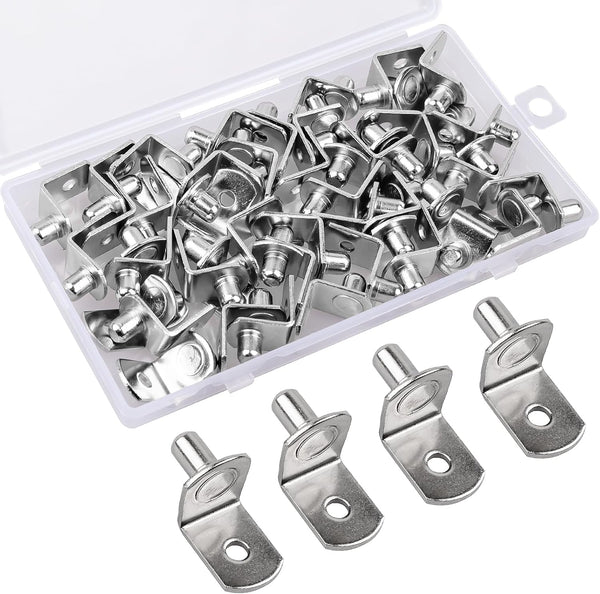 Veiwonat 50 Pcs Shelf Pegs Pins1/4 Inch Upgraded Diameter L-Shaped Perforated Nickel Plated