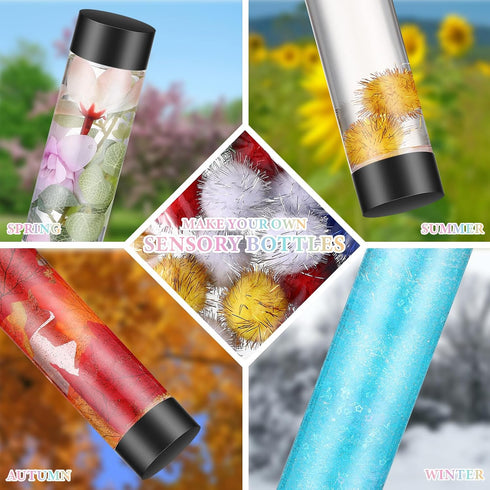 6 1-3 400 ml Arrowbash Pcs Sensory Bottles Kits for Toddlers Kids Plastic Calming Bottles Empty with Lid Calm Down Jar