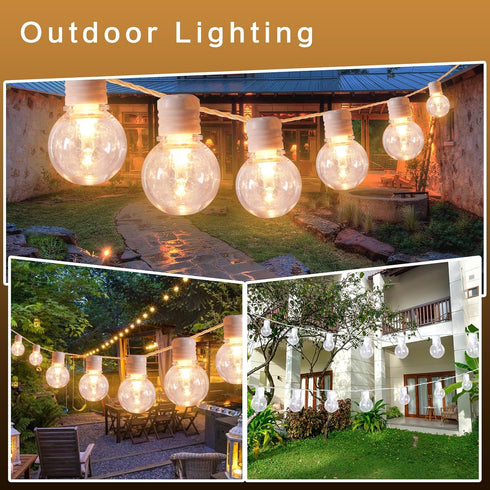 34ft with100 Bulbs Afirst White Outdoor String Lights LED Waterproof Patio Lights for Garden Backyard Holiday