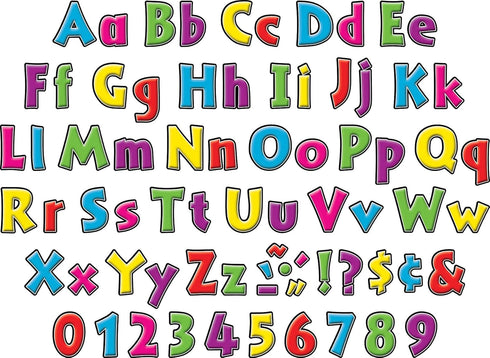 Barker Creek 4" Neon Letter Pop-Outs, 2 Pack, Multicolor Designer Letters for Bulletin Boards and Displays