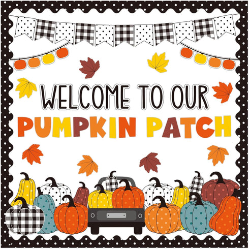 ZOIIWA Fall Pumpkin Bulletin Board Set, Thanksgiving Paper Cut-Outs, Blackboard Border Decor for Classroom Wall