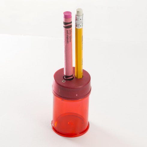 OIC Double Barrel Crayon Sharpener - 8/BX Manual Pencil Sharpener, Translucent Red 8 Count
