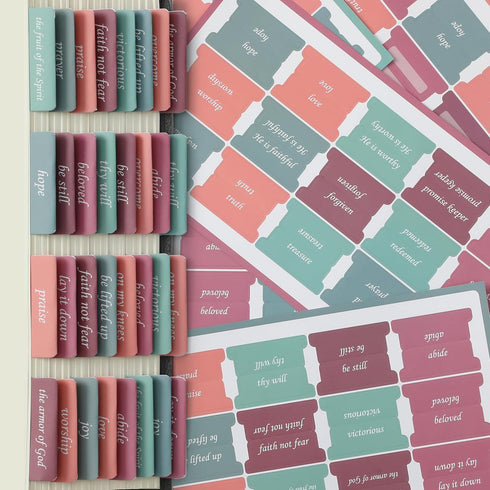 Mr. Pen 75 - Topical Laminated Bible Tabs, pcs, Spring Theme, Easy-to-Read & Apply, Tear Resistant Topic Tabs for Women