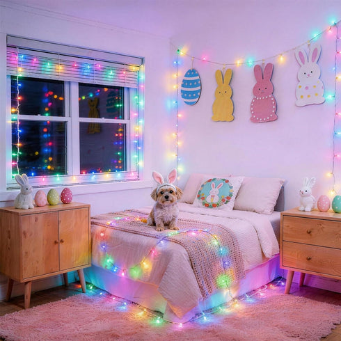 66ft 200 8 iShabao Outdoor String Lights, LED Modes Pastel String Lights, Waterproof & Plug in Connectable Twinkle