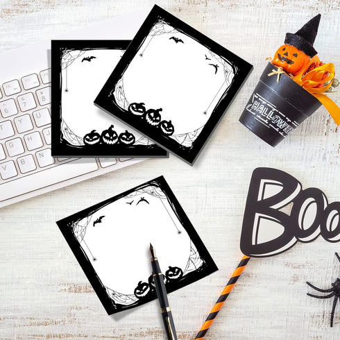 Halloween Sticky Note Pads, 450 Pieces with Spider Pumpkin Bat, 3 Styles, 50 Sheets Each, 9 Books Total