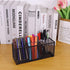 Black Mesh Pen Pencil Holder, Small Metal Desk Organizer for Office Supplies, 3 Compartments for Home School