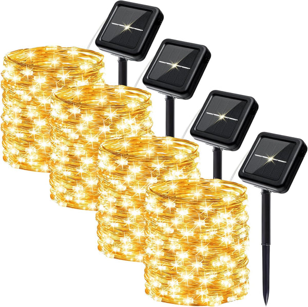 SyouHome 4-Pack Solar Fairy Lights Outdoor, 800 LEDs 264FT Extra-Long Solar String