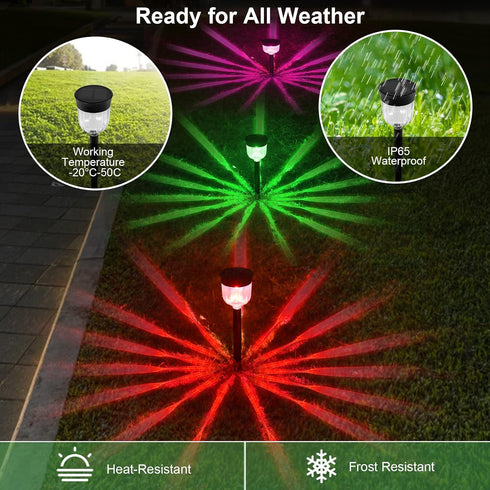 IP65 SMY Lighting Solar Outdoor Path Lights, Color Changing Waterproof Auto On/Off Solar Landscape Pathway LED Lights