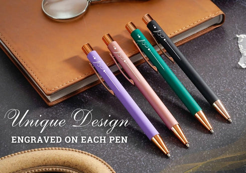 InnoBeta Monogrammed Gifts Ballpoint Pen Set of 4, Initial Letter Gifts for Housewarming, Birthday, Thanksgiving,