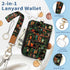 Lanyard Wallet with Id Badge Holder, Bookshelf RFID Small Keychain Wallet Women Wristlet, Cute Zipper Credit Card
