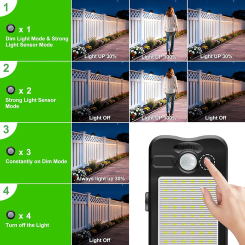 60 3 (2 Pack) Tryme Clip on Solar Lights Outdoor Motion Sensor Lights LEDs, Modes, Dual Charging, Portable Waterproof