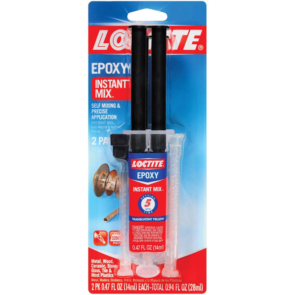 Loctite Epoxy Instant Mix 5 Minute Syringe, 0.47 fl. oz. (Pack of 2)