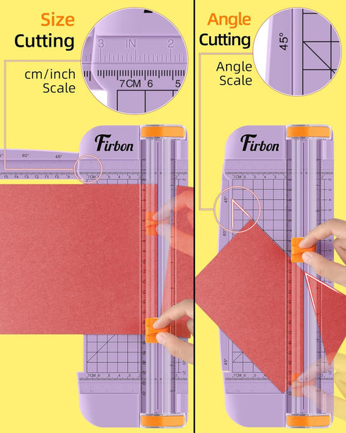 Firbon Purple A5 Paper Cutter, Small Straight Paper Trimmer with Side Ruler for Scrapbooking, Craft, Paper, Coupon,