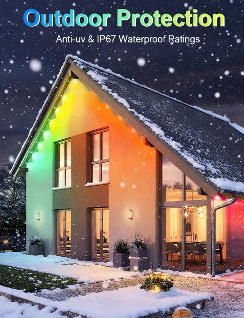 50Ft 30 209 IP67 CCILAND Permanent Outdoor Lights, LED Eternity RGB&IC Smart Eaves Lights with Remote App Scene Modes