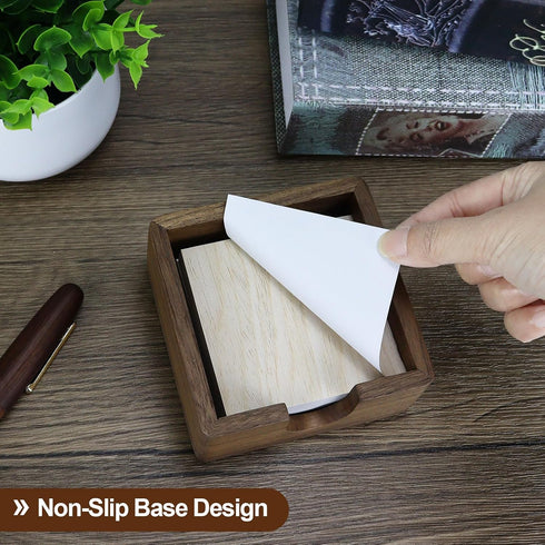 Buqoo North American Black Walnut Wood Sticky Note Pad Holder for Desk, Memo Holder Paper Dispenser, Desktop