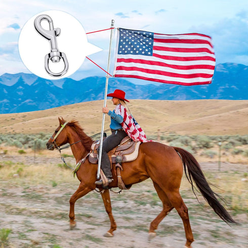 4PCS Flag Swivel Snap Clips, Heavy Duty Stainless Steel Flag Snaps for Pet Leash, Key Chain, Leather Craft