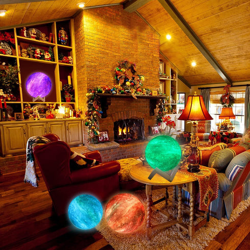 16 3D (9.6 inch) Moon Lamp, Galaxy Night Light, Colors Large galaxy light printing Moon Night Light with Stand/Remote