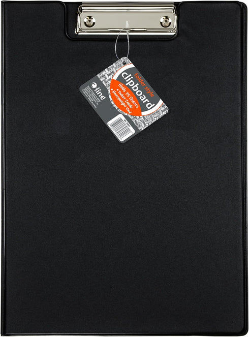 C-Line Clipboard Folder, Black, Letter Size, Holds up to 75 Sheets, 1 Clipboard (30601)