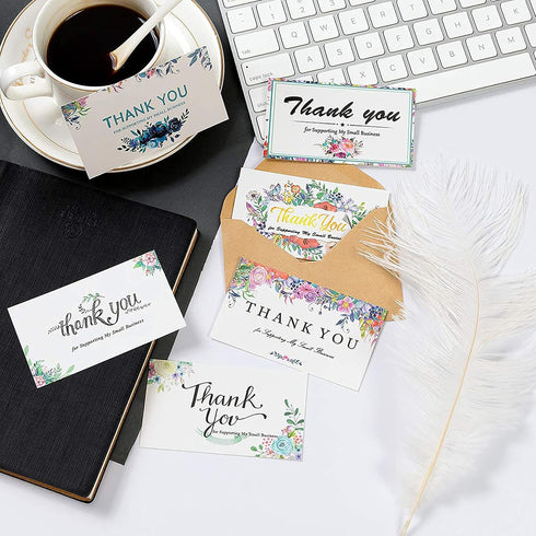 DOFE 300PCS Cards,6 3.5*1.97Customer Thank You For Supporting My Business Styles Appreciation Card For Shop Online