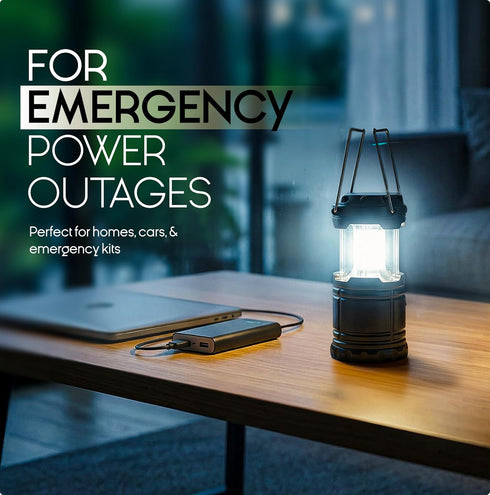 3 MalloMe LED Camping Lantern, Battery Powered Lanterns for Power Outages, Portable Hanging Collapsible Camping Lights