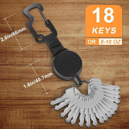 DELSWIN Retractable Key Chain Key-Rings, Heavy Duty Key Holder Belt Clip with Multitool Carabiner, Pack of 3