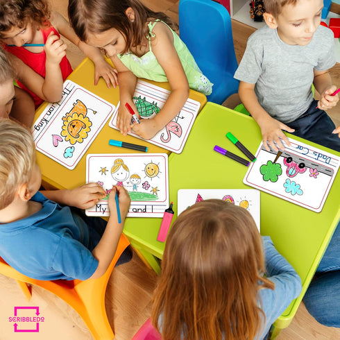 Double Sided Whiteboard 9”x12” Story Lined Dry Erase Board for Kids Writing Board, Practice Drawing for Age 3-5