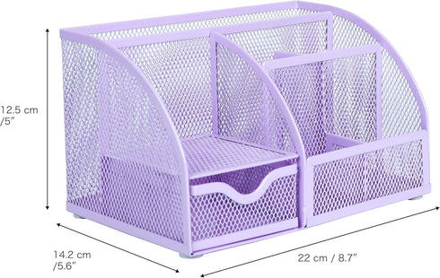 Exerz Desk Organizer Light Purple Office Desk Accessories Supplies Office Storage Desktop Pencil Pen Holder with Drawer Home Workspace by Exerz