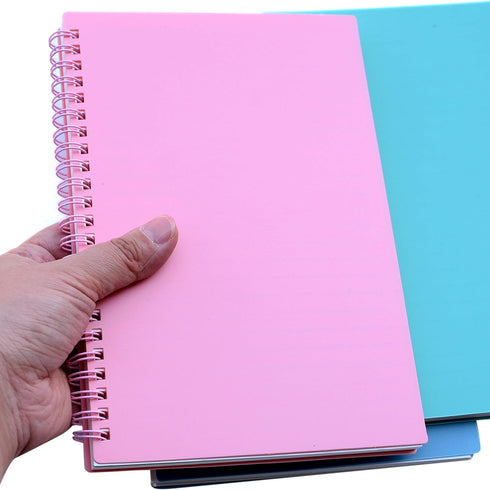 Yansanido Spiral Notebook, 3 Pcs A5, Thick Plastic Hardcover, 80 Sheets - 160 Pages, 3 Color Journals for Study