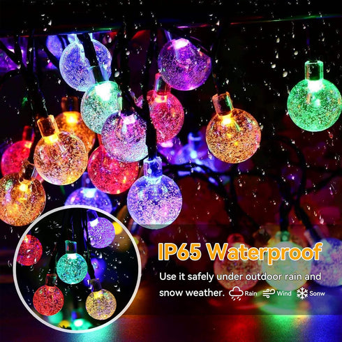 Solar String Lights Outdoor Waterproof IP65 20 Feet 20 LED 8 Modes Crystal Globe Fairy Light for Garden Parterre Terrace Decor,Wedding,Party,Camping Multi-Colored by L LAMPOP