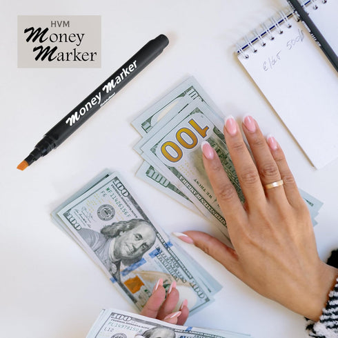 HVM Counterfeit (2 Counterfeit Pack Money Detector Pen Pens) - Money Marker Bill Detector Pen with Upgraded Chisel Tip