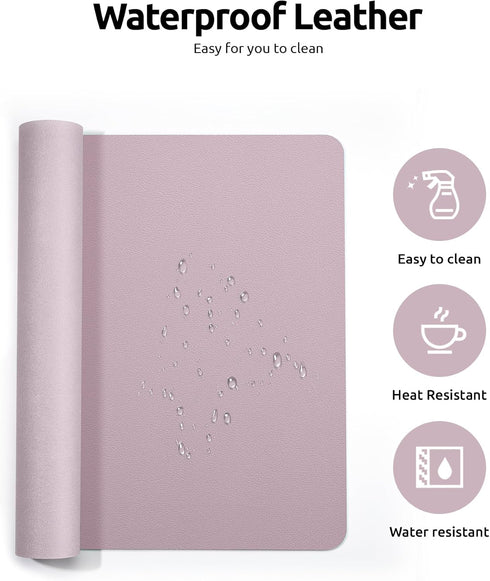 YSAGi Leather Desk Pad Protector, Large Mouse Pad, Non-Slip PU Blotter for Office Home (Grayish Lavender, 23.6" x 13.8")