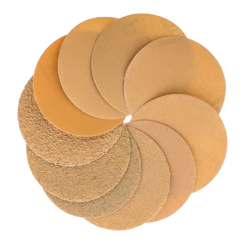 Dura-Gold Premium 2" Gold Hook & Loop Sanding Discs Variety Pack Box - 40 to 1000 Grit (5 Sheets Each, 50 Total)