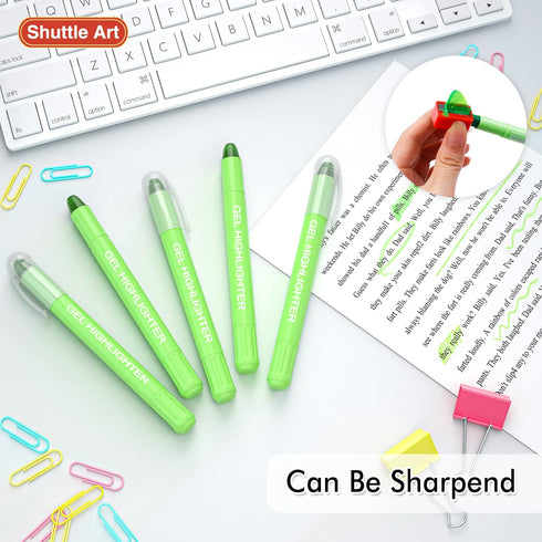Shuttle Art 5 Pack Green Gel Highlighters - No Bleed Bible Journaling Supplies for Highlighting and Studying