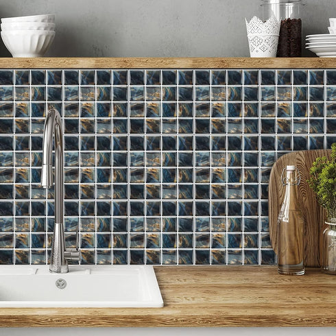 25Pcs Self-Adhesive Mosaic Tile Transfer, Peel and Stick Waterproof Backsplash Tile Sticker for Kitchen Bathroom
