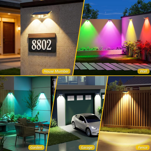 Mailbox, 6 IP65 (4 Pack) Solar Lights Outdoor for House Numbers, Address, Sign with RGB Colors/Warm White/Cool White